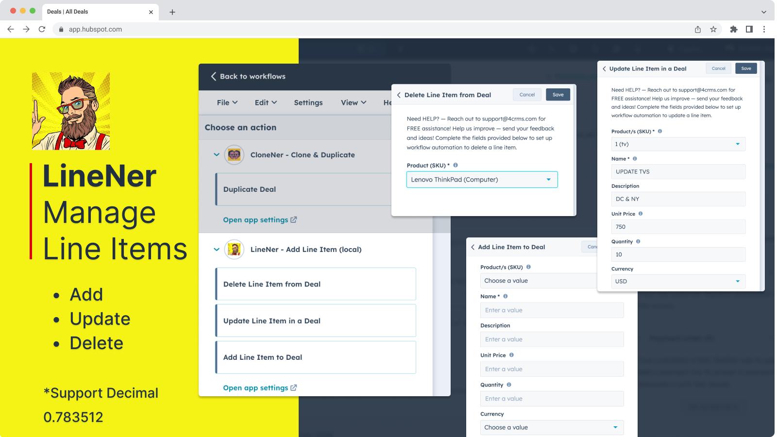 Add, Update, and Delete Line Items with LineNer App.